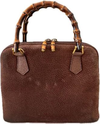 Gucci Pre-owned Leather gucci-bags - Dames - Vintage Handtas - Bruin - ONE Size - Su&egrave;de - Vintage