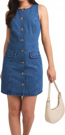 Gilli Sleeveless Button Denim Dress In Medium Denim
