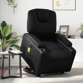 vidaXL Vidaxl - Sill&oacute;n De Masaje Elevable El&eacute;ctrico Cuero Sint&eacute;tico Negro