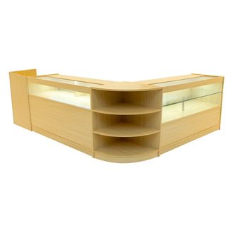 MonsterShop Europa LED Shop Counter Set B1500, C1500, TB60 & LM60 - Maple in Beige