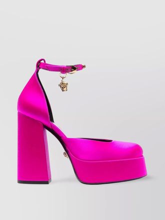 Versace satin platform ankle-strap pumps