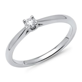 Brilladia 585er Weißgold-Solitär-Ring mit Diamant 0,10 ct