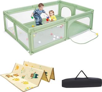 Costway Costway - Parque Infantil Bebe, Parque Para Beb&eacute;s Y Ni&ntilde;os, Centro Actividad Estable Y At&oacute;xico, Parque Antica&iacute;da Con Pelotas, Red Transpirable Y Cremal