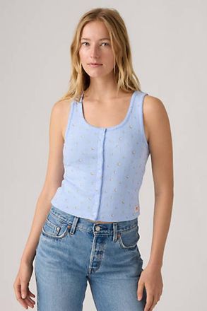 Levi's Canotta Dry Goods in tessuto pointelle - Donna - L - Multicolore / Aine Ditsy Floral V2 Chambray Blue