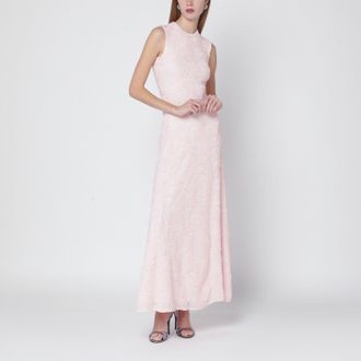 Rotate Long Pink Mesh Dress