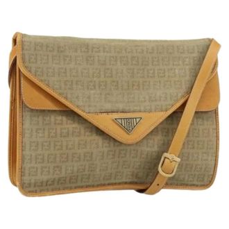 Fendi Pre-owned Cross Body Bags, female, Beige, Size: ONE SIZE Pre-owned Vintage Canvas Cross Body Bag