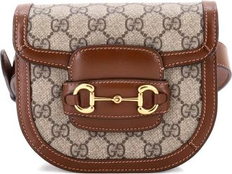 Gucci Horsebit 1955 Shoulder Bag GG Coated Canvas with Leather Mini crossbody bag - Marrone
