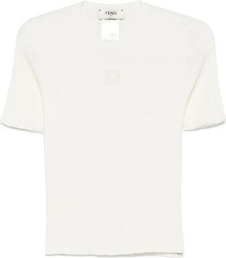 Fendi T-shirt in misto seta - F08QQ OFF WHITE