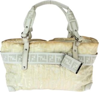 Fendi Pre-owned Handbags, female, Beige, Size: ONE SIZE Pre-owned Nylon Handbag