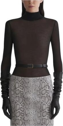 MUGLER Turtleneck Top - Dames - Coltruien - Zwart - M - Satijn - Truien & Vesten