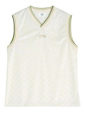 Maison Kitsun&eacute; Flash Fox-jacquard tank top - men - Polyester - S - White