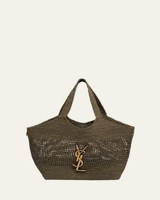 Saint Laurent Icare Medium Crochet Raffia Tote Bag