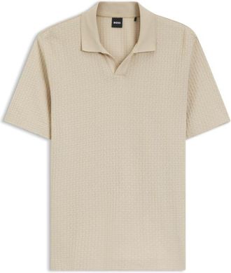 BOSS Jacquard-pattern polo shirt with Johnny collar