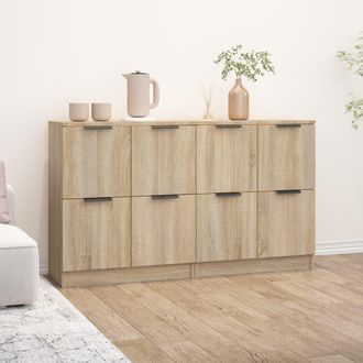 Berkfield Home Sideboards 2 pcs Sonoma Oak 60x30x70 cm Engineered Wood in Brown | Size: 60 x 30 x 70 cm