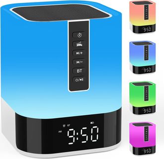 OEM Altavoz Bluetooth Despertador L&aacute;mpara De Mesa - Altavoz Est&eacute;reo 10 W - 16 Sonidos Blancos - Temporizador De Sue&ntilde;o - L&aacute;mpara Rgb Regulable - 1 Unidad