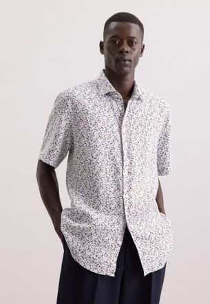 Seidensticker Businesshemd SEIDENSTICKER Regular, Herren, Gr. XL43, normale &Auml;rmell&auml;ngen, beige (sand), 100% Leinen, bedruckt, regular fit, gerader Abschluss, Hemden