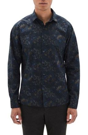 Robert Barakett Felston Floral Print Button-Up Shirt in Black at Nordstrom Rack, Size X-Large