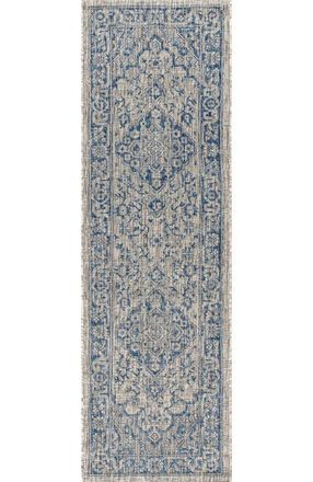 Jonathan Y Designs Rozetta Boho Medallion Textured Weave Indoor/Outdoor Area Rug in Gray/navy at Nordstrom, Size 2Ft 0In X 8Ft 0In