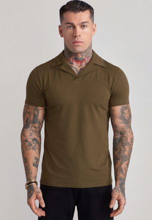 Siksilk Hombres Khaki Verde Revere Polo XXL