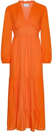 Americandreams Umi Long Solid Cotton Dress - Dames - Casual kleedjes - Oranje - S - Katoen - Kleedjes