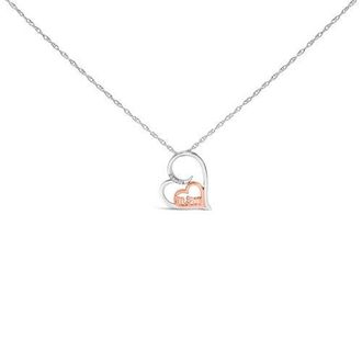House of Brilliance 14K Rose Gold Plated Sterling Silver Diamond Accent Mom Heart Pendant Necklace in White Gold Over Silver at Nordstrom