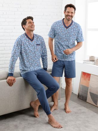 Kings Club Shorty KINGS CLUB, Herren, Gr. 44/46, jeansblau, 100% Baumwolle, Homewear-Sets Shorty