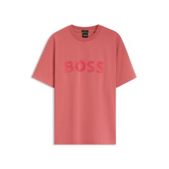 BOSS Tonal flocked-logo T-shirt in stretch cotton