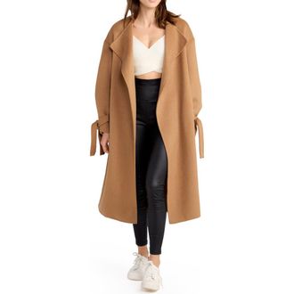 Belle & Bloom Head Over Heels Collarless Robe Coat in Camel at Nordstrom, Size Small Au