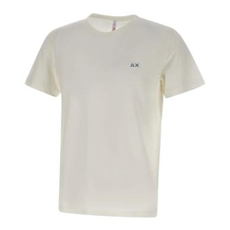 Sun 68 T-Shirts, male, White, Size: S Jersey Linen T-Shirt