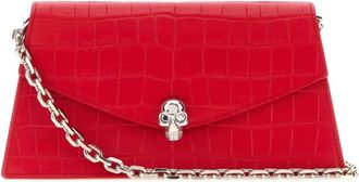 Alexander McQueen Tassen, Dames, Rood, ONE Size, Leer, Mini Skull Crossbody Tas