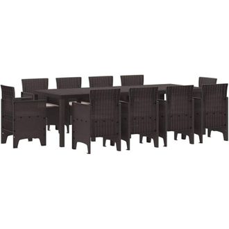 vidaXL Conjunto De Comedor De Jard&iacute;n 11 Pcs Marr&oacute;n Ratan Polt Vidaxl