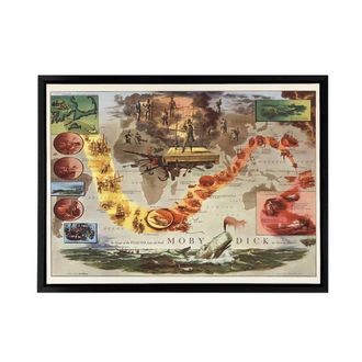 Artery8 Map Everett 1956 Melville Moby Dick Framed Canvas Wall Art Print | Size: W24 x H32