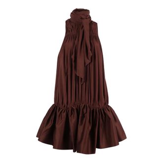Rotate ROTATE Birger Christensen, Party Dresses, female, Brown, Size: S Mini abito arricciato
