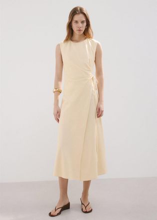 Mango Vestito midi con nodo vaniglia - Donna - XXS - MANGO