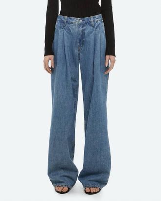 Helmut Lang Double Pleated Jean In Blue