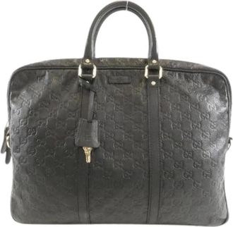 Gucci Pre-owned Handbags, male, Black, Size: ONE SIZE Pre-owned Guccissima Leather Tote Bag