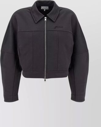 Ganni collared neck panel detailing bomber jacket