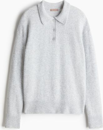 H&M Feinstrickpullover mit Kragen - Grau