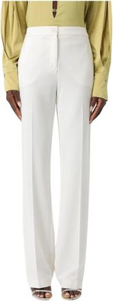 Pinko Wijde Pijpen Broek Elegante Stijl - Dames - Wijde Broeken - Wit - 2XL - Broeken