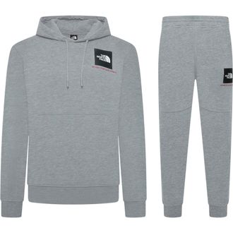 The North Face Fine Box Mens Tracksuit Heather Grey Cotton - Size X-Large
