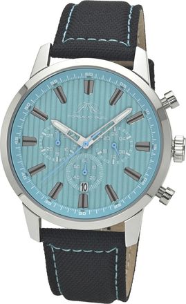 Porsamo Bleu Ryder Chronograph Canvas Silver Tone and Turquoise Mens Watch 1521ERYF