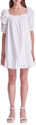 English Factory Puff Sleeve Cotton Shift Dress in White at Nordstrom, Size X-Small