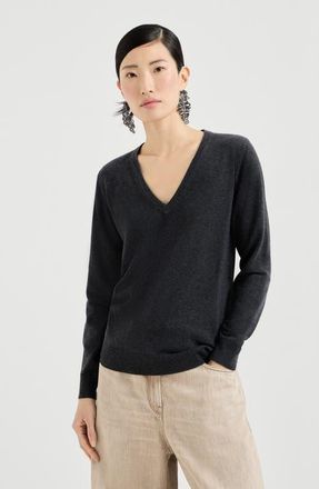 Brunello Cucinelli Cashmere sweater with monili in Anthracite at Nordstrom, Size Xx-Large Eu