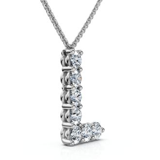 Pompeii3 1Ct Diamond Initial L Pendant 14k Gold 18 Necklace Lab Grown 5/8 Tall