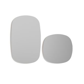 HERDASA Conjunto De 2 Espejos En L&iacute;neas Redondeadas, De La Colecci&oacute;n Eclipse, Fabricado En Mdf Lacado En Color Gris