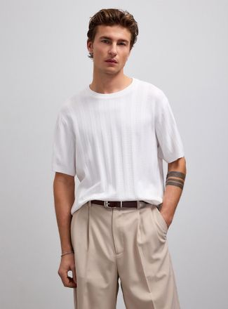 Lindbergh Mens Mixed-ribbed knit sweater