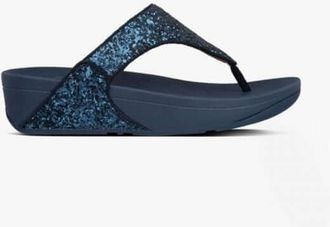 FitFlop Fitflop Womens LULU GLITTER Ladies Toe Post Sandals Midnight Navy - Blue - Size UK 8