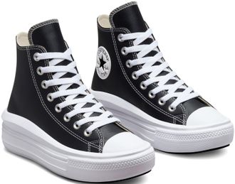 Converse Sneaker CONVERSE CHUCK TAYLOR ALL STAR MOVE PLATFORM LEATHER, Damen, Gr. 37,5, schwarz-weiss (schwarz, wei&szlig;), Synthetik, Schuhe Sneaker