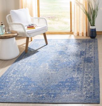 Safavieh Palazzo Machine Made Area rug, Blue / Light Grey Traditional Style Easy Care