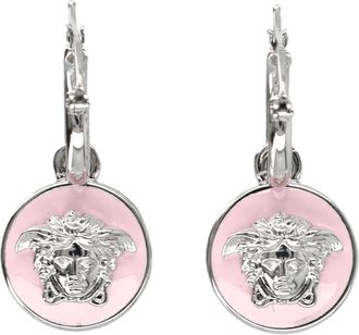 Versace Medusa Motif Pink Enamel Hoop Earrings
